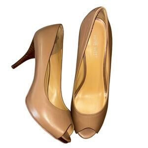 Ninewest Peeptoe Nude Pumps Women’s 7.5 Heeled Dress Workwear Shoes Party Dance